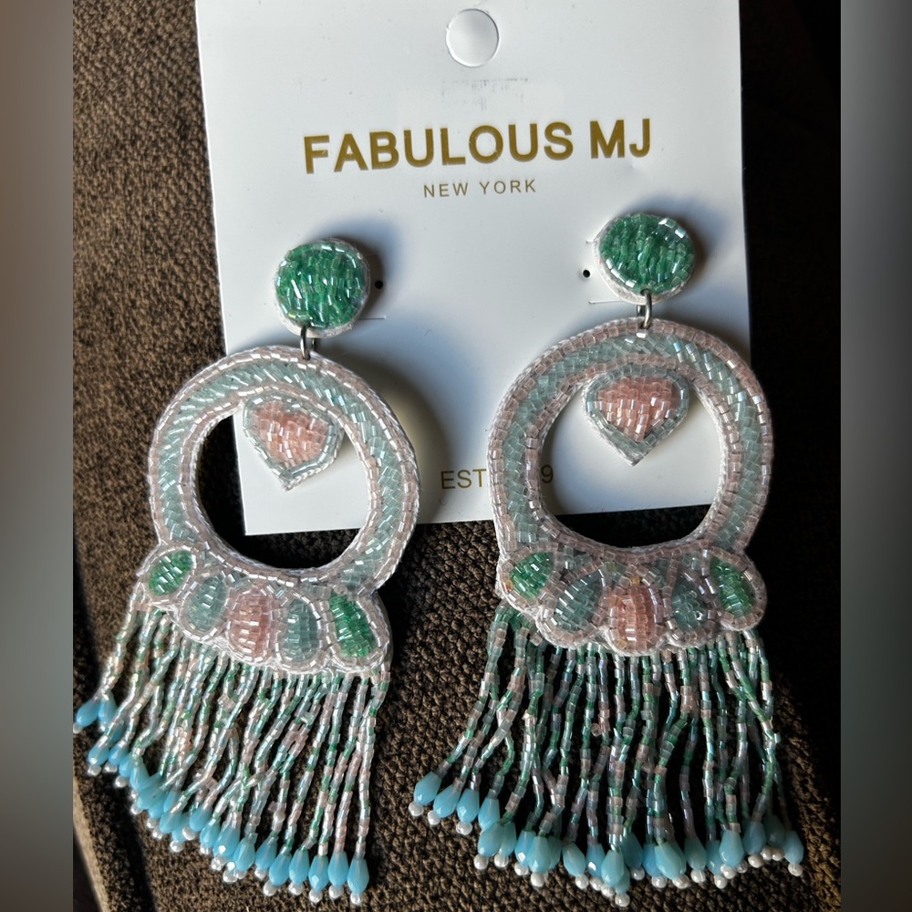 Pastel Ring Seed Beaded Post Earrings